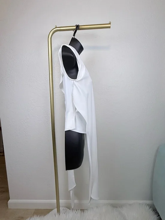 A.W.A.K.E. MODE White Roman Greek Asymmetric Draped Scarf Top - Picture 12 of 16